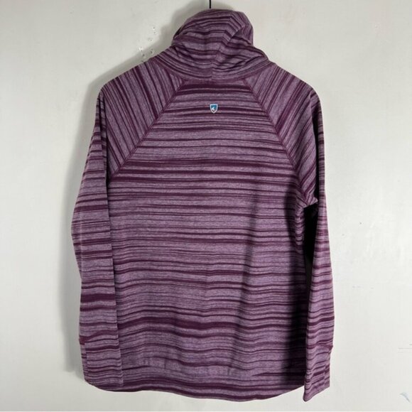 KUHL Womens Medium Piper Pullover Cowl Neck Purple Stripe Shirt French Terry Top - Picture 2 of 10